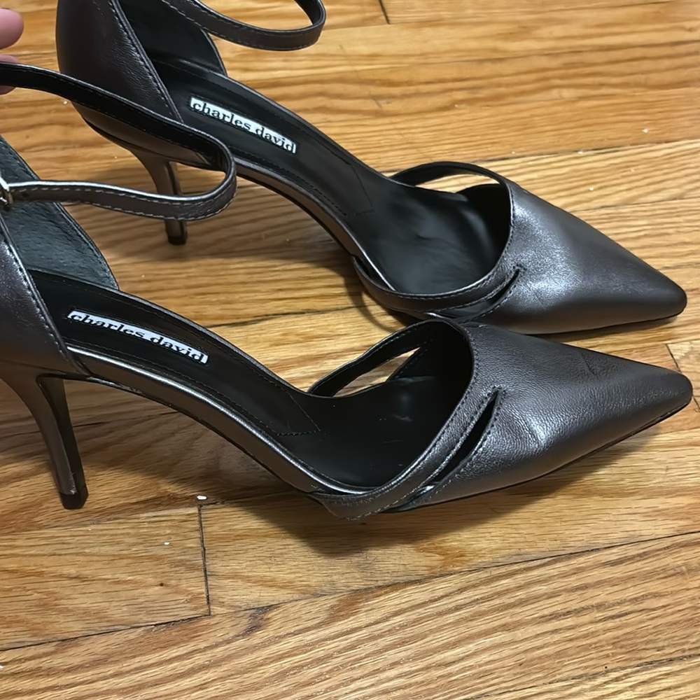 Charles David leather stiletto strap heels